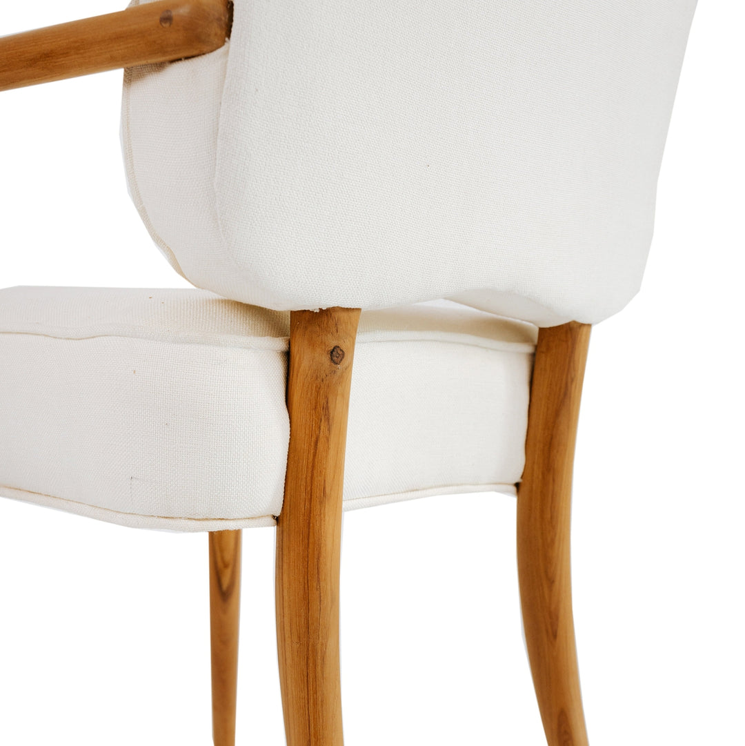 Royere Dining Arm Chair-France & Son-FL1087IVORY-Dining Chairs-3-France and Son