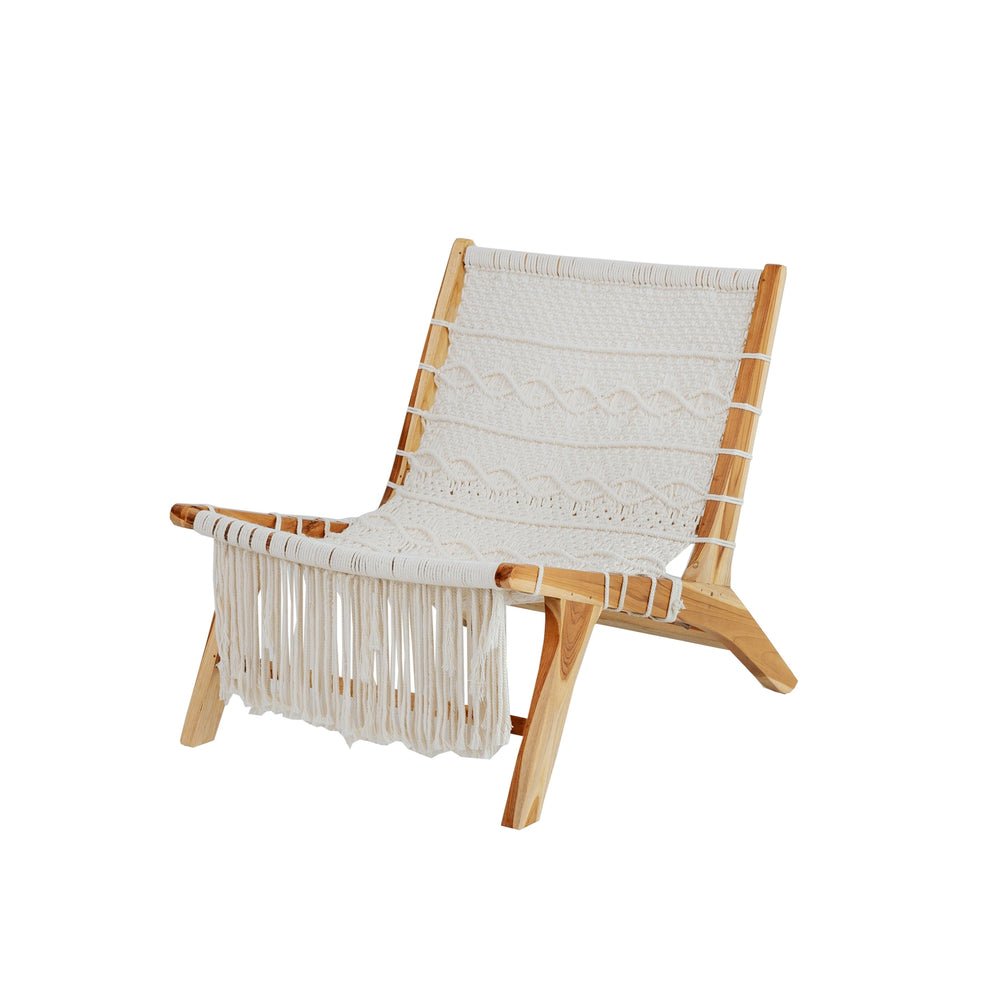 Teak Macrame Lounge Chair-France & Son-FL1093-Lounge Chairs-1-France and Son