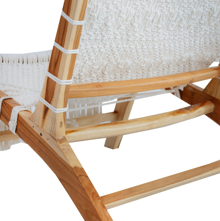 Teak Macrame Lounge Chair-France & Son-FL1093-Lounge Chairs-4-France and Son