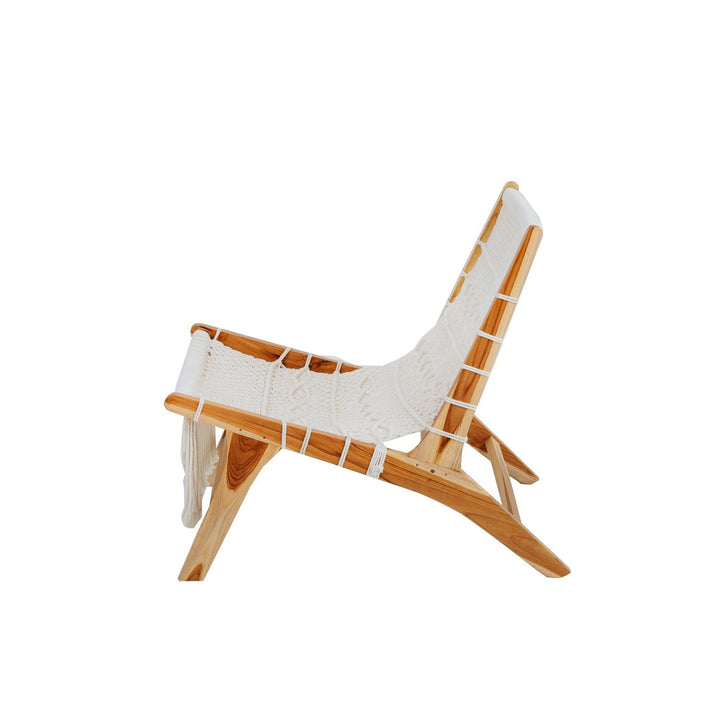 Teak Macrame Lounge Chair-France & Son-FL1093-Lounge Chairs-2-France and Son