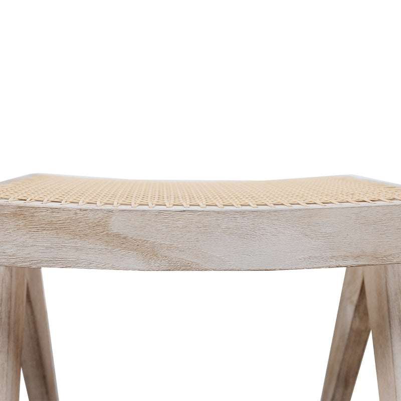 Jeanneret Teak Stool - Weathered Grey-France & Son-FL1112GREY-SYN-Outdoor Ottomans, Benches & Stools-5-France and Son