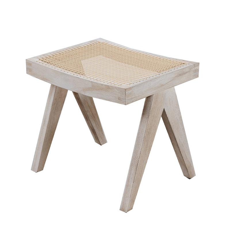 Jeanneret Teak Stool - Weathered Grey-France & Son-FL1112GREY-SYN-Outdoor Ottomans, Benches & Stools-2-France and Son