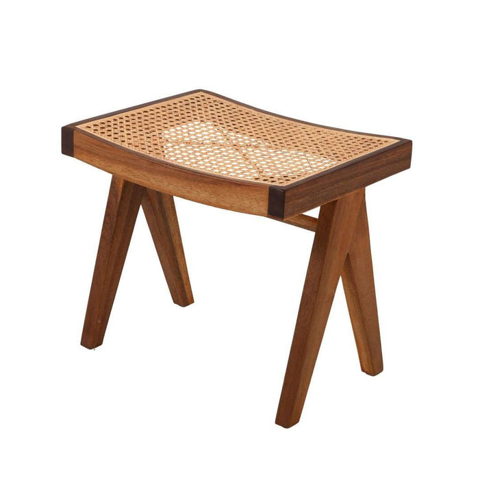 Mid Century Hand Caned Jeanneret Ottoman/Stool-France & Son-FL1112NTRL-Stools & OttomansNatural Ottoman-2-France and Son