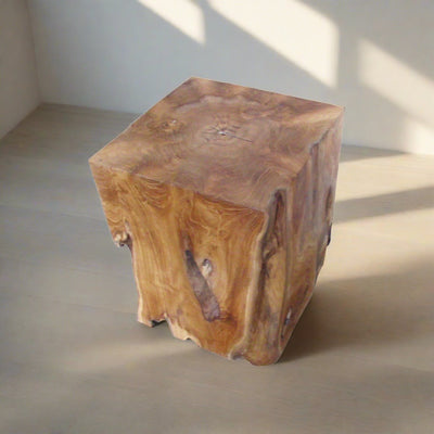 Organic Modern Solid Teak Squared Table-France & Son-FL1114NTRL-Side Tables-1-France and Son