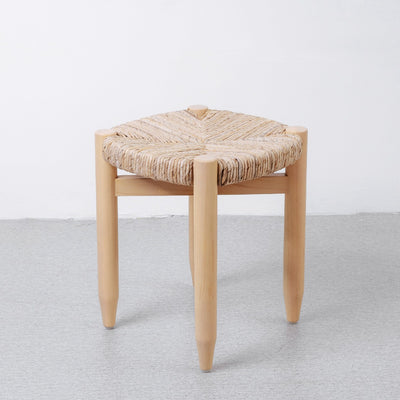 Perriand Teak Woven Stool-France & Son-FL1119IVORY-Stools & OttomansIvory-1-France and Son