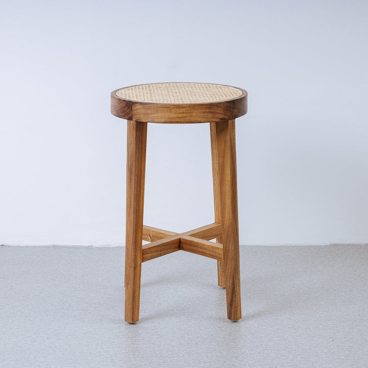 Jeanneret Round Counter Stool-France & Son-FL1141NTRLCNTR-Bar StoolsNatural-1-France and Son