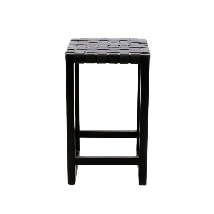 Cahyo Woven Leather Square Counter Stool-France & Son-FL1138BLK-Bar StoolsBlack-2-France and Son