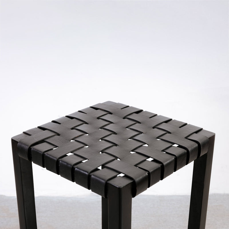 Cahyo Woven Leather Square Counter Stool-France & Son-FL1138BLK-Bar StoolsBlack-4-France and Son