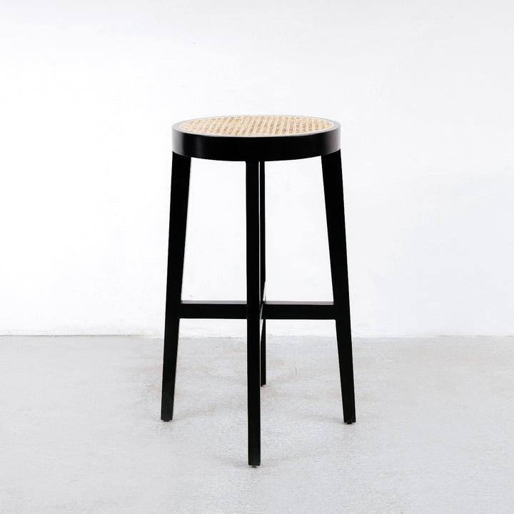 Jeanneret Round Bar Stool with Cane Seat-France & Son-FL1141NTRL-Bar StoolsNatural-5-France and Son