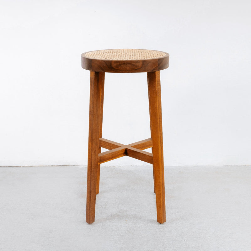 Jeanneret Round Bar Stool-France & Son-FL1141NTRL-Bar StoolsNatural-1-France and Son