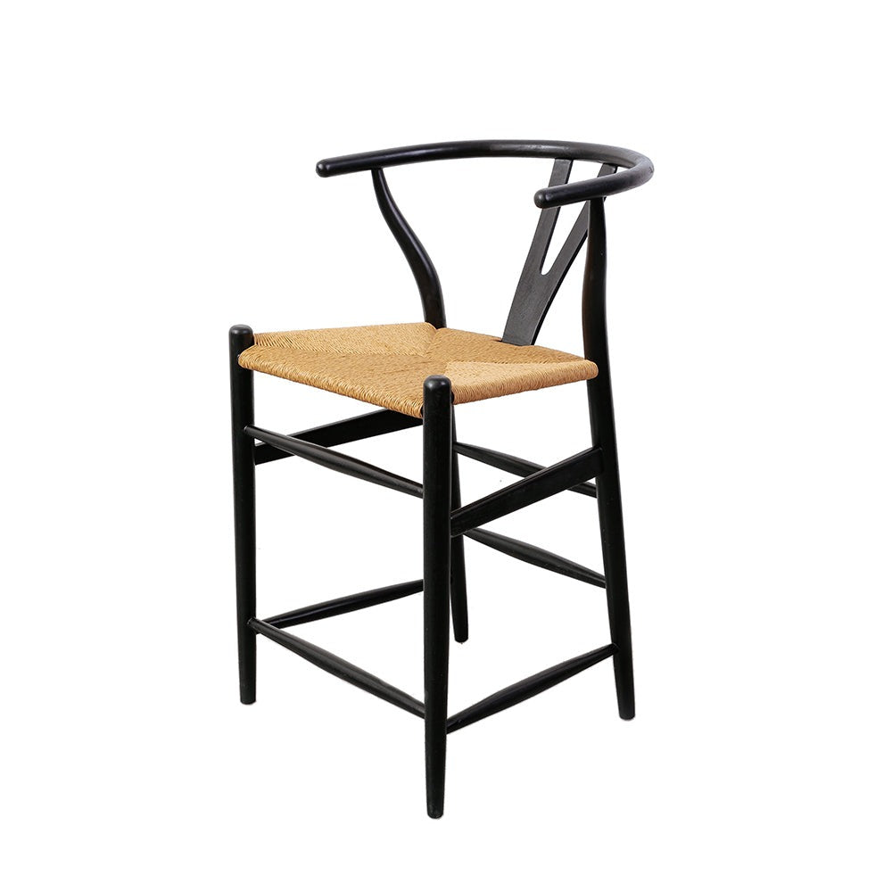 Wishbone Teak Counter Stool-France & Son-FL1180BLK-Bar StoolsBlack-22-France and Son