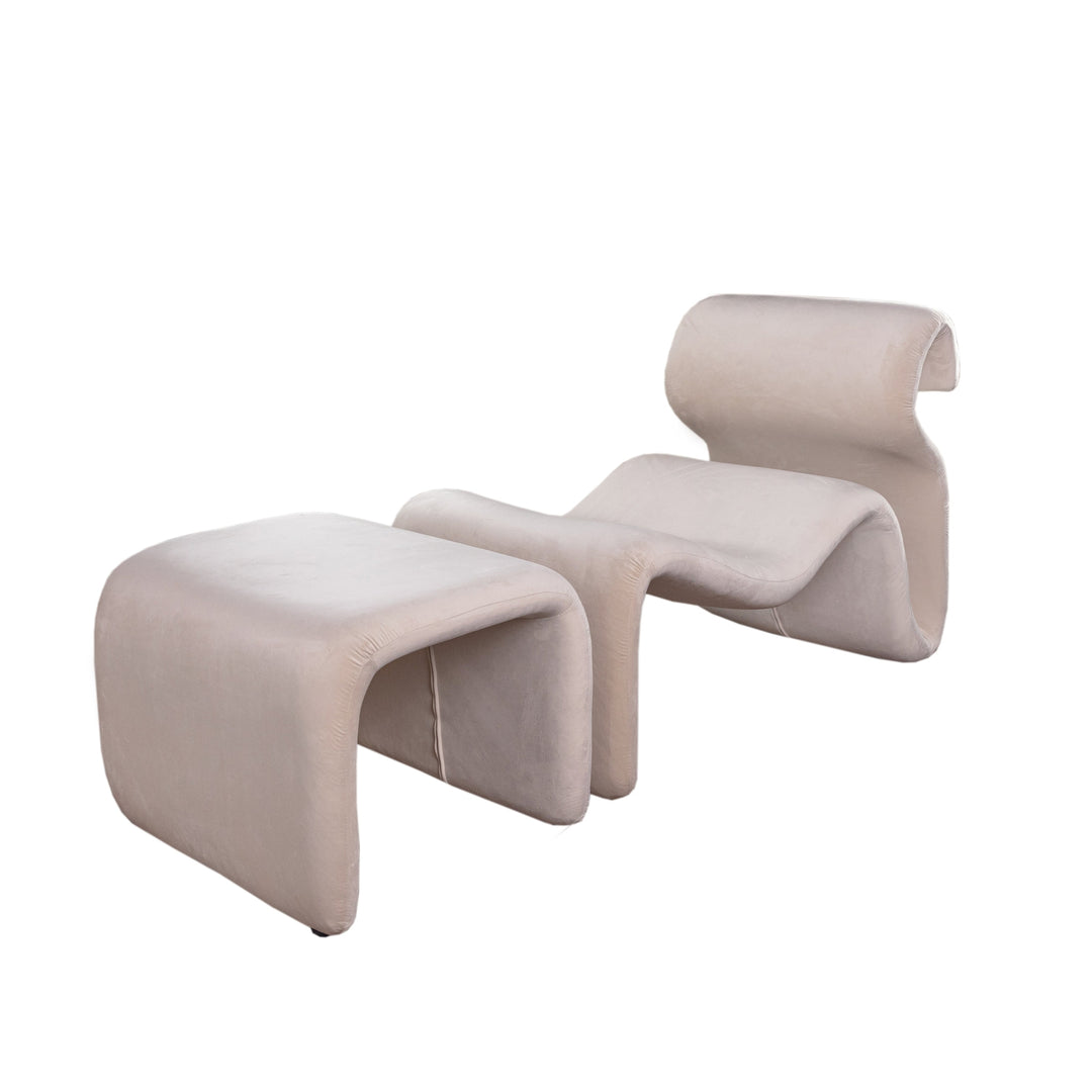 Etcetera Figure Lounge Chair + Ottoman-France & Son-FL1090BGE-FL1190BGE-Lounge ChairsBeige-1-France and Son