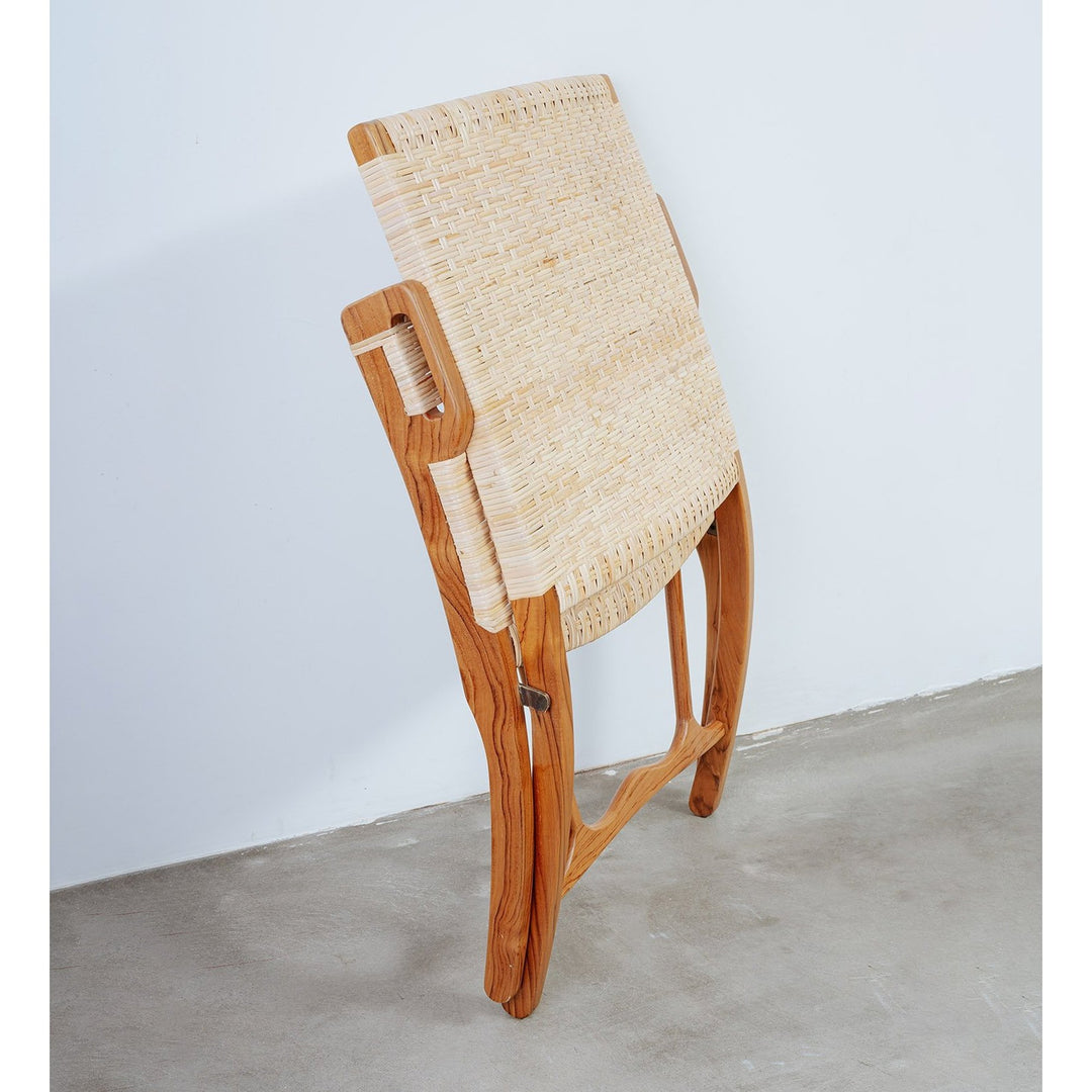 Mid Century Wegner Folding Chair-France & Son-FL1306LBRN-Lounge Chairs-3-France and Son