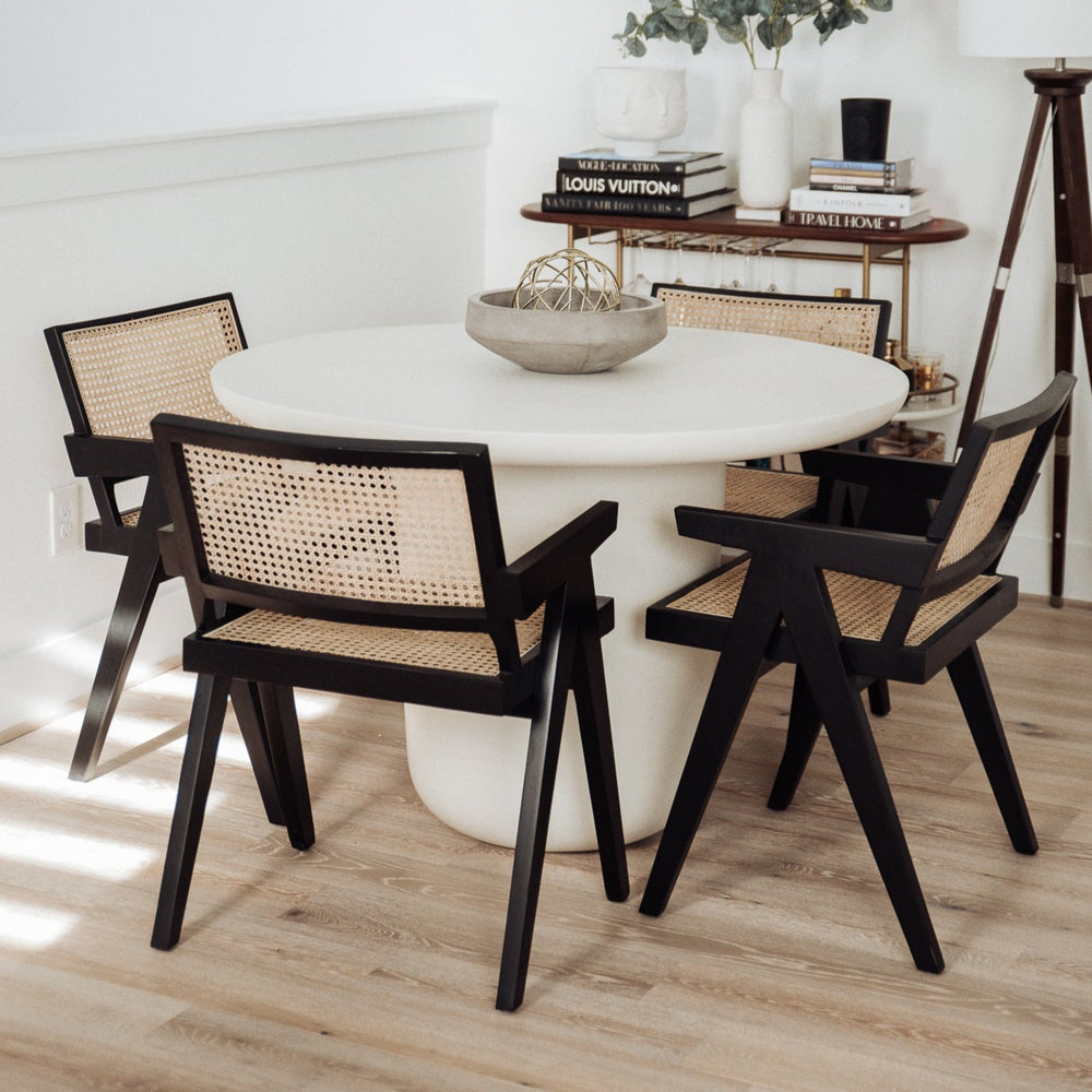 Jeanneret Dining Armchair - Black with Cane Seat-France & Son-FL1316BLK-Dining Chairs-2-France and Son