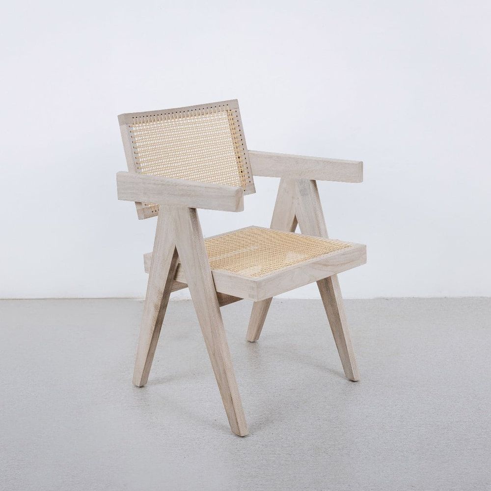 Jeanneret Armchair - Weathered Grey Indoor/Outdoor-France & Son-FL1316GREY-SYN-Outdoor Dining ChairsSingle-1-France and Son