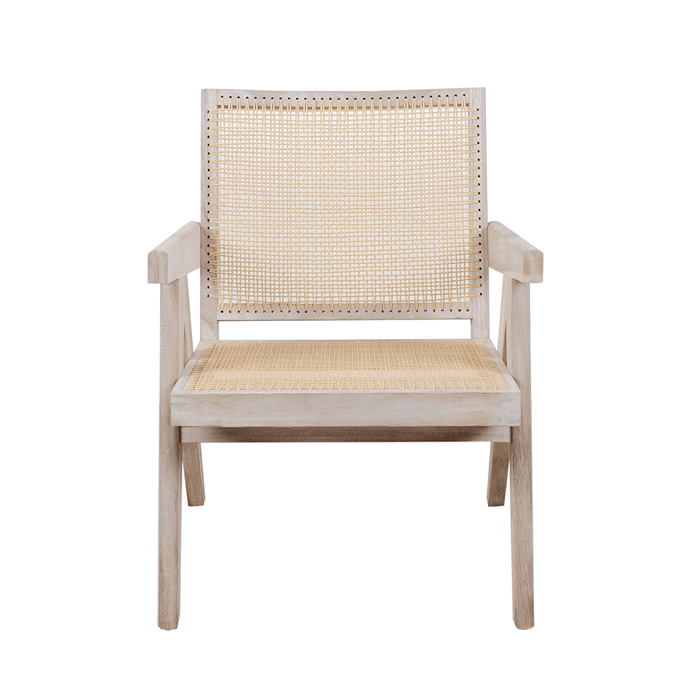 Jeanneret Lounge Chair with Arms - Grey Teak with Hand Caned Seat-France & Son-FL1317GREY-SYN-Outdoor Lounge Chairs-1-France and Son