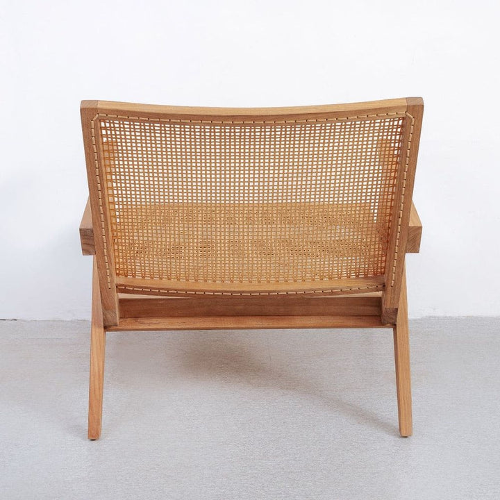 Jeanneret Lounge Chair with Arms and Hand Caned Seat - Indoor / Outdoor-France & Son-FL1317NTRL-SYN-Lounge Chairs-3-France and Son