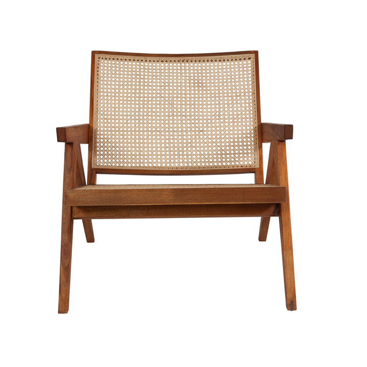 Jeanneret Lounge Chair with Arms - Natural Acacia-France & Son-FL1317NTRL-Lounge ChairsNatural-1-France and Son