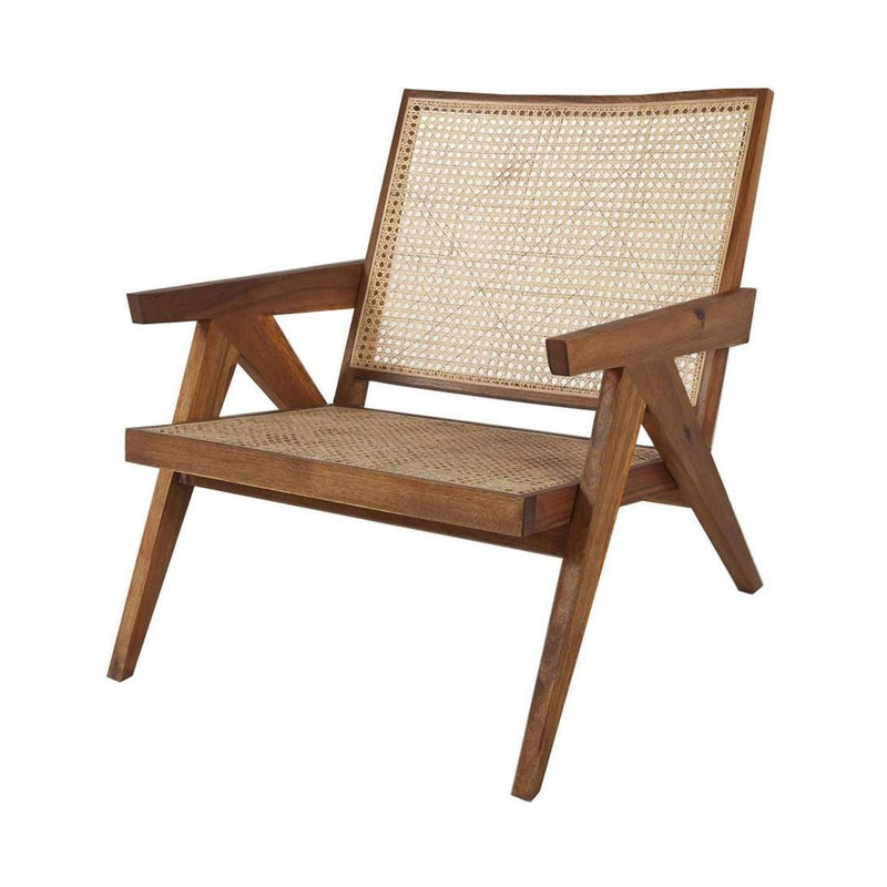 Jeanneret Hand Cane Lounge Chair - Natural Acacia-France & Son-FL1317NTRL-Lounge Chairs-1-France and Son