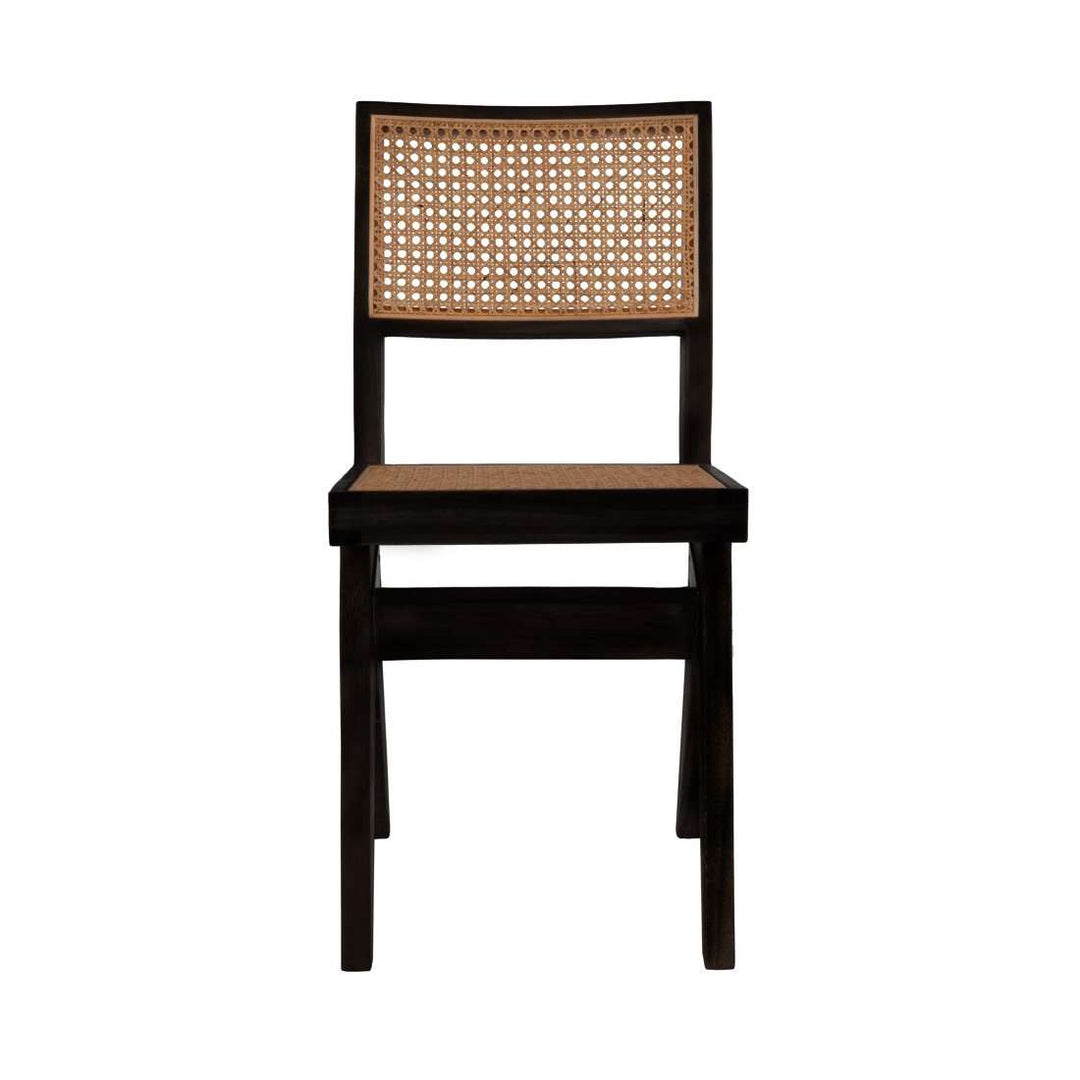 Pierre Jeanneret Hand Caned Side Chair - Black-France & Son-FL1318BLK-Dining ChairsSingle-4-France and Son