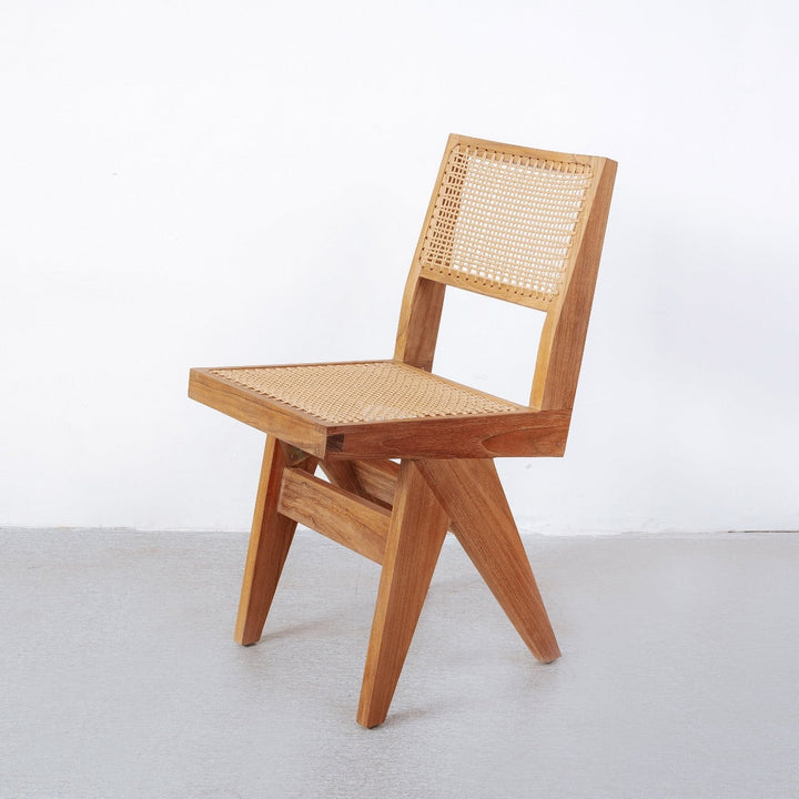 Hand Caned Jeanneret Side Chair - Indoor / Outdoor-France & Son-FL1318NTRL-SYN-Dining Chairs-1-France and Son