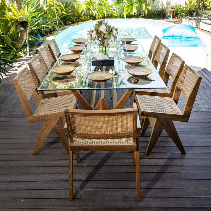 Pierre Jeanneret Hand Caned Side Chair - Indoor / Outdoor-France & Son-FL1318NTRL-SYN-Dining Chairs-4-France and Son
