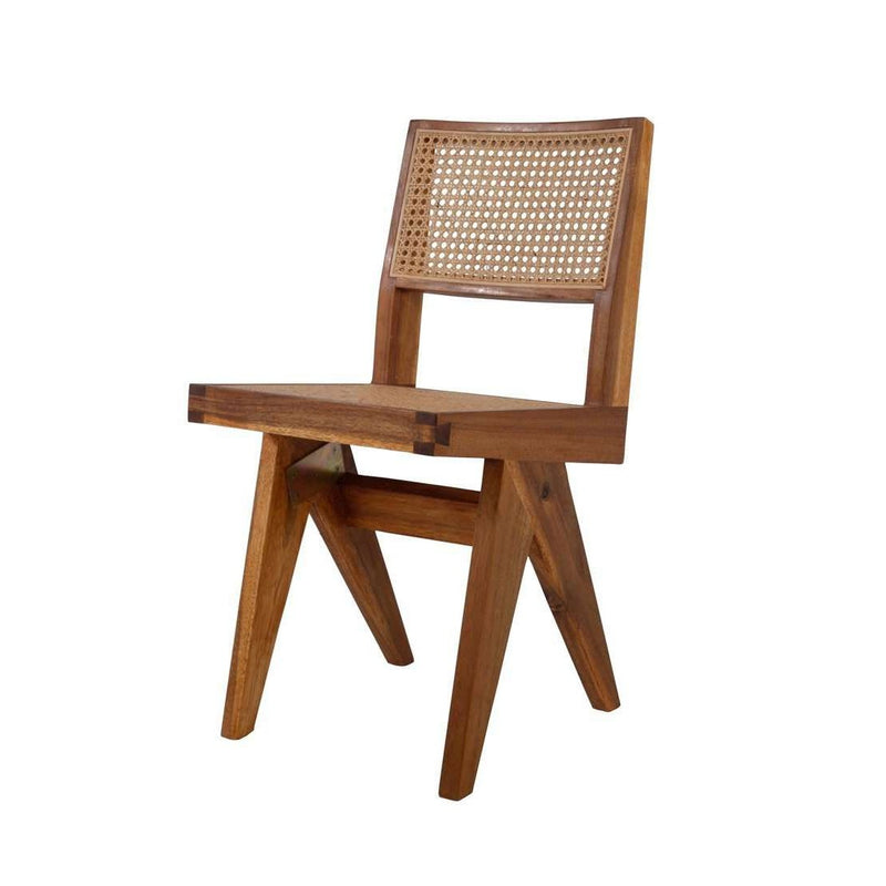 Mid Century Hand Caned Jeanneret Side Chair-France & Son-FL1318NTRL-Dining ChairsSingle-1-France and Son