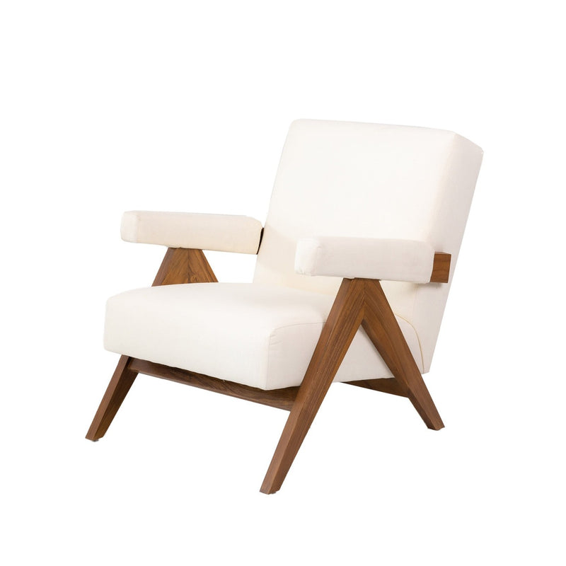 Jeanneret Upholstered Lounge Chair-France & Son-FL1322BGE-Lounge Chairs-1-France and Son
