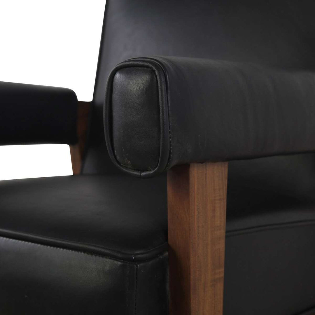 Pierre Jeanneret Advocate Accent Chair in Black Leather-France & Son-FL1323BLK-Lounge ChairsSingle-4-France and Son