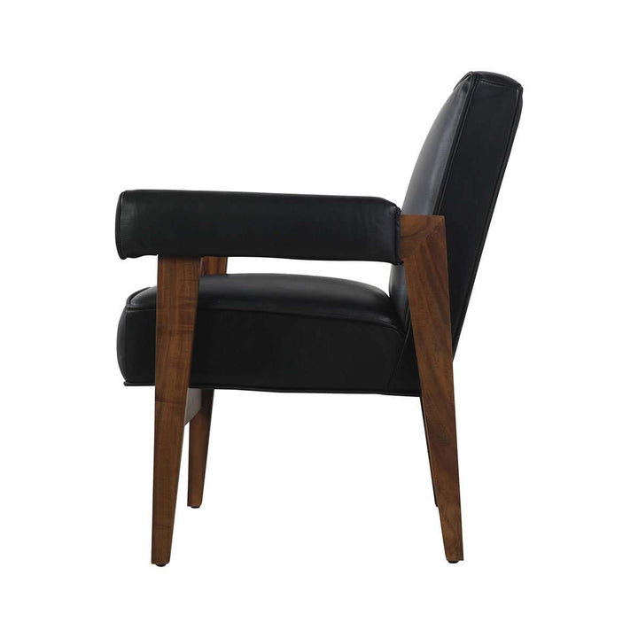 Pierre Jeanneret Advocate Accent Chair in Black Leather-France & Son-FL1323BLK-Lounge ChairsSingle-3-France and Son