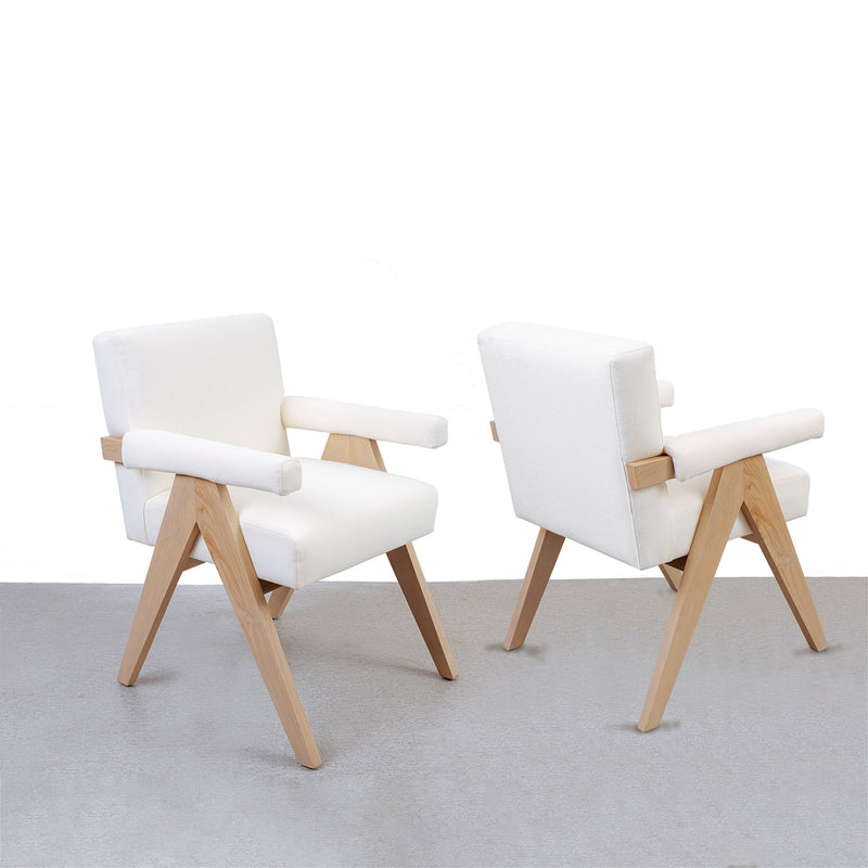 Jeanneret Dining Armchair - Upholstered-France & Son-FL1324IVORY-2pc-Dining ChairsSet of 2-Ivory-7-France and Son