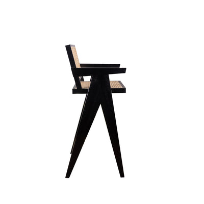 Jeanneret Barstool With Arms Hand Caned Seat and Back-France & Son-FL1325NTRL-Bar StoolsBar Stool - Acacia-11-France and Son