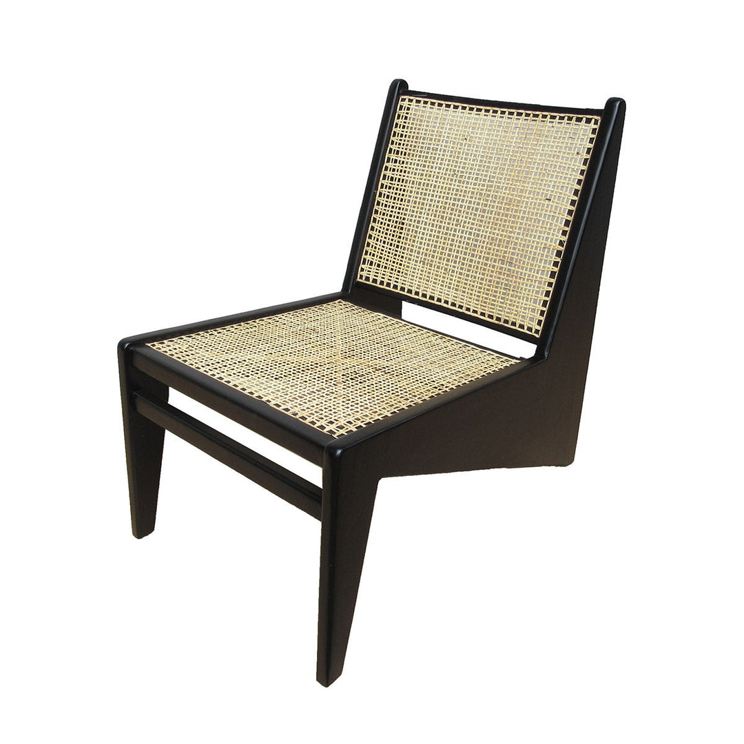 Jeanneret Kangaroo Lounge Chair with Hand Caned Seat-France & Son-FL1330BLK-Lounge ChairsBlack-6-France and Son