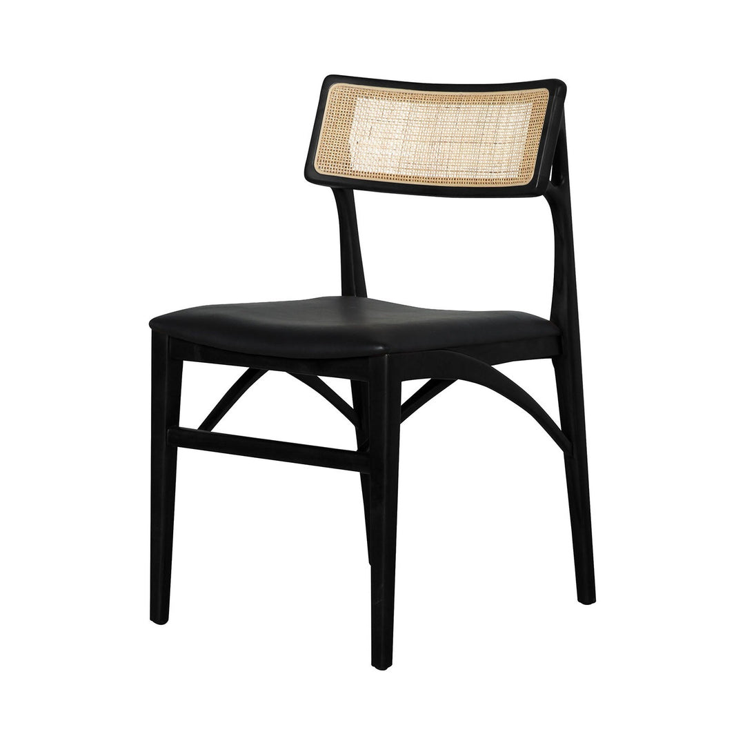Razzia Cane Dining Chair with Seat Pad-France & Son-FL1331BKBK-Dining ChairsBlack Frame-2-France and Son
