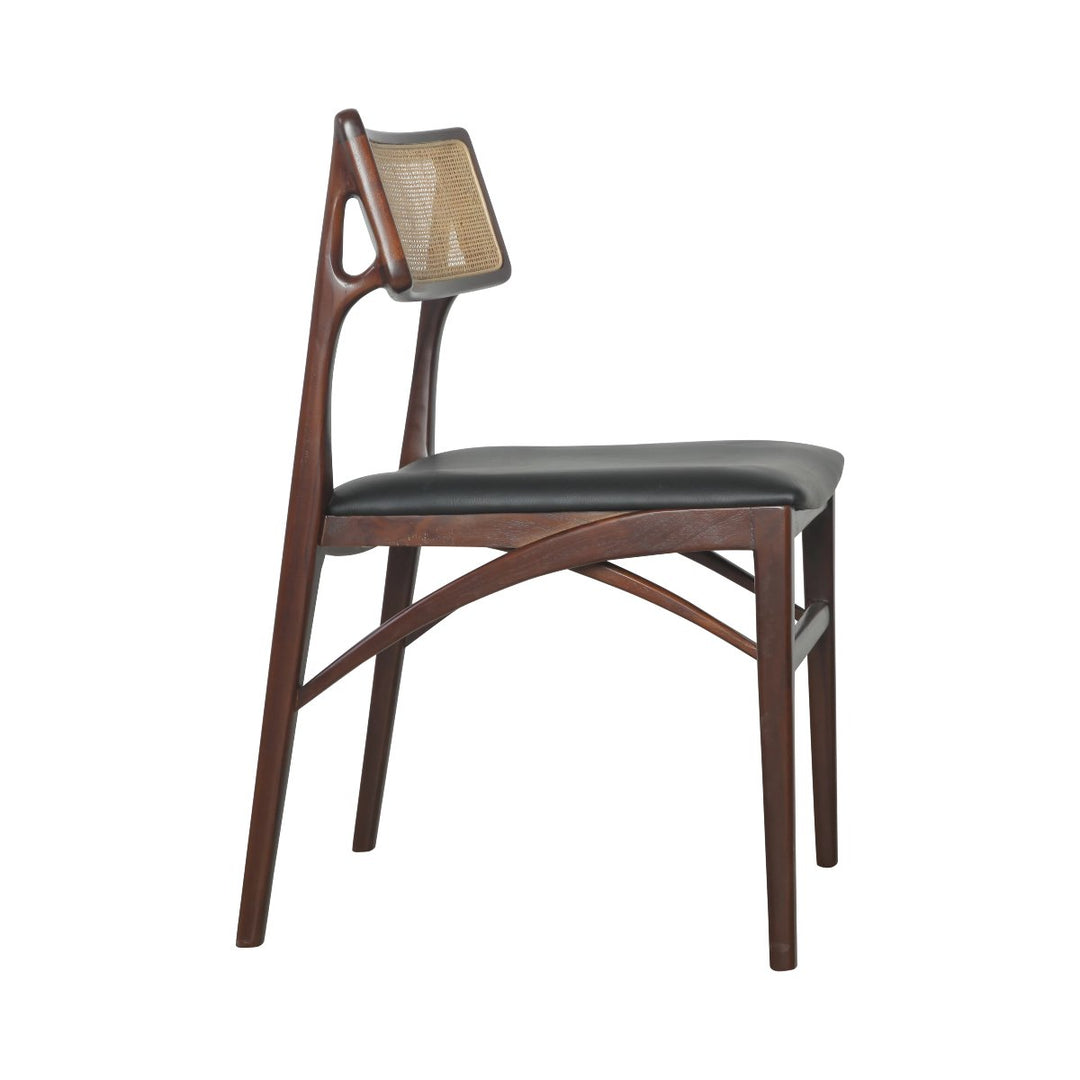 Razzia Cane Dining Chair with Seat Pad-France & Son-FL1331BLK-Dining ChairsBrown Frame-4-France and Son