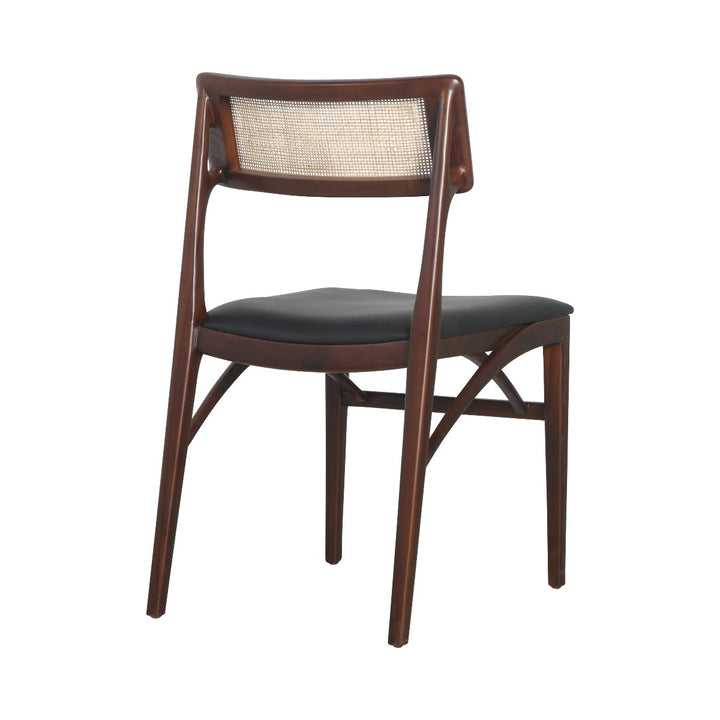 Razzia Cane Dining Chair with Seat Pad-France & Son-FL1331BLK-Dining ChairsBrown Frame-3-France and Son