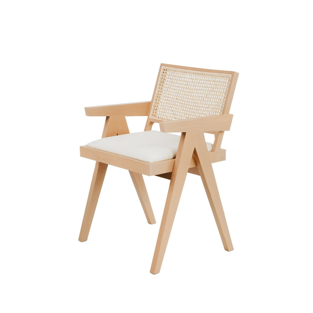 Pierre Jeanneret Dining Armchair with Seat Pad-France & Son-FL1336-Dining ChairsWhitewashed-Single-2-France and Son
