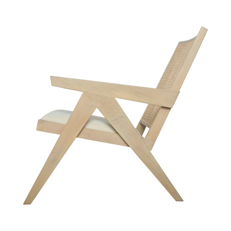 Jeanneret Teak Lounge Chair with Seat Pad-France & Son-FL1337-Lounge ChairsWhitewashed-4-France and Son