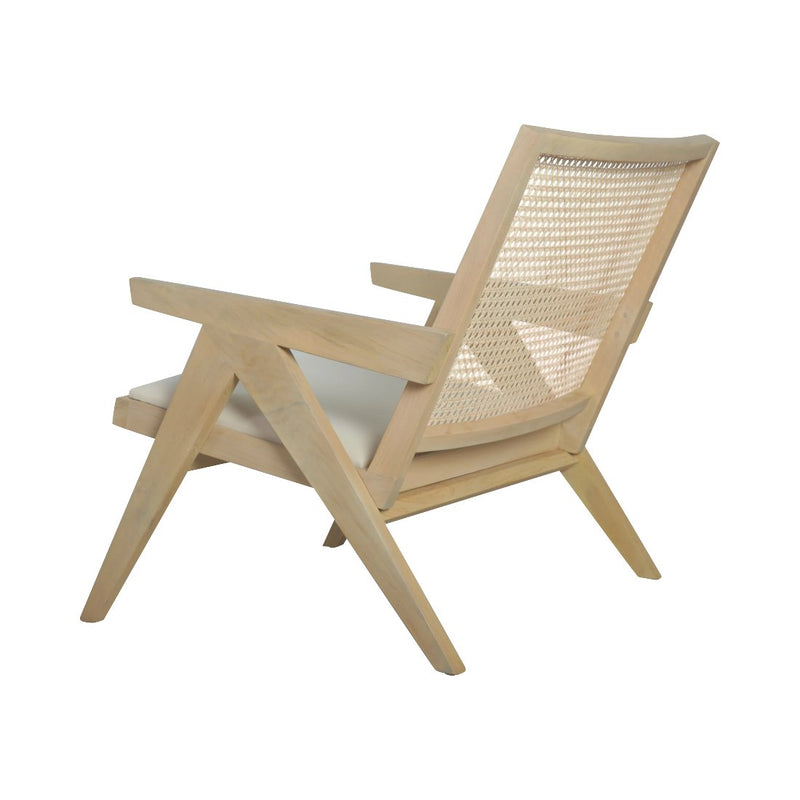 Jeanneret Teak Lounge Chair with Seat Pad-France & Son-FL1337-Lounge ChairsWhitewashed-5-France and Son