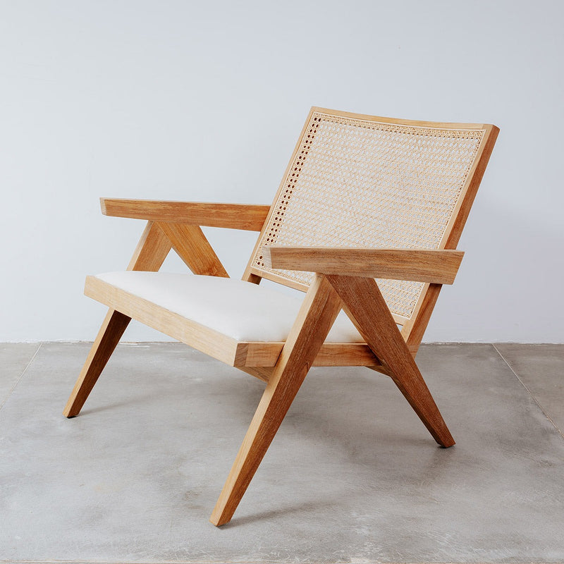 Jeanneret Teak Lounge Chair with Seat Pad-France & Son-FL1337NTRL-Lounge ChairsNatural Teak-7-France and Son