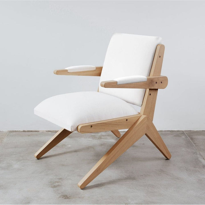 Jeanneret Compass Chair with Off-White Fabric-France & Son-FL1353NEW-Lounge ChairsOff-White-5-France and Son