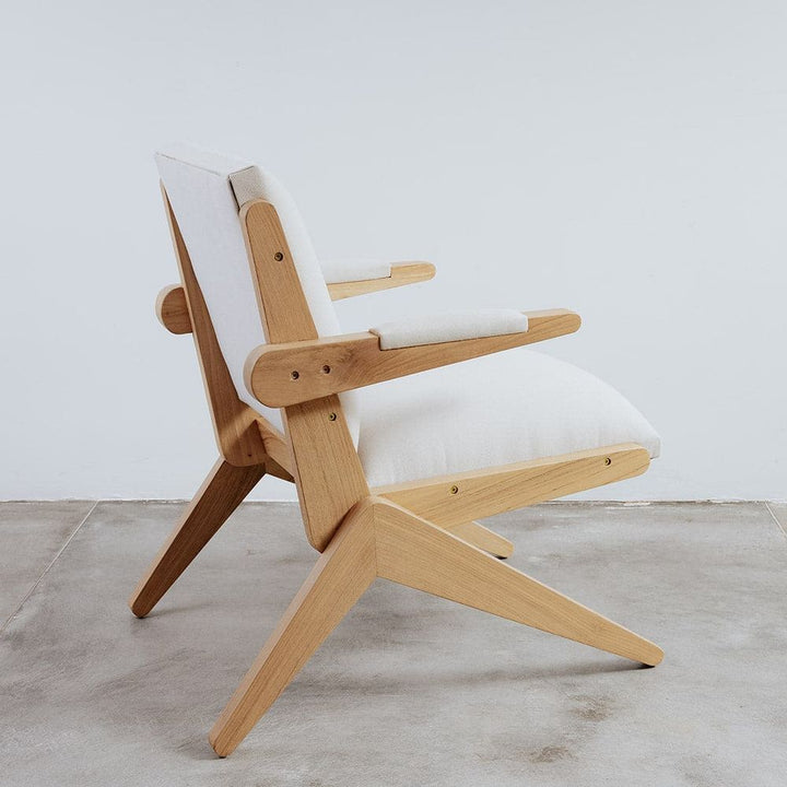 Jeanneret Compass Chair with Off-White Fabric-France & Son-FL1353-Lounge Chairs-3-France and Son
