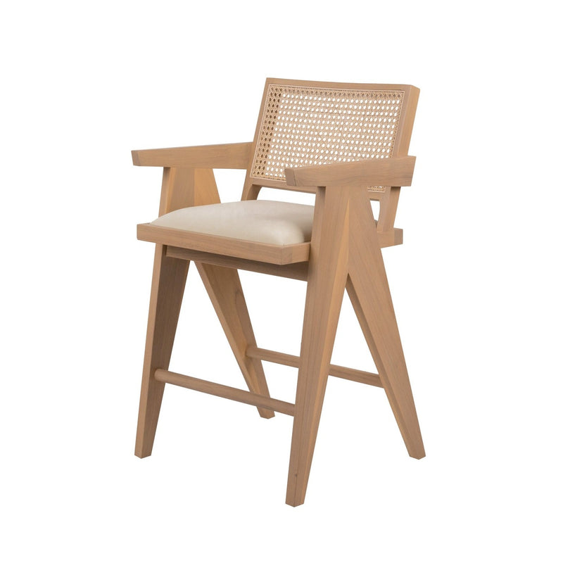 Jeanneret Barstool With Arms and Back with Padded Seat-France & Son-FL1375CNTR-Bar StoolsCounter Height-4-France and Son