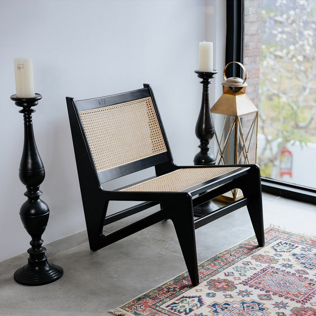 Jeanneret Kangaroo Lounge Chair with Cutout-France & Son-FL1390BLK-Lounge ChairsBlack Mahogany-2-France and Son