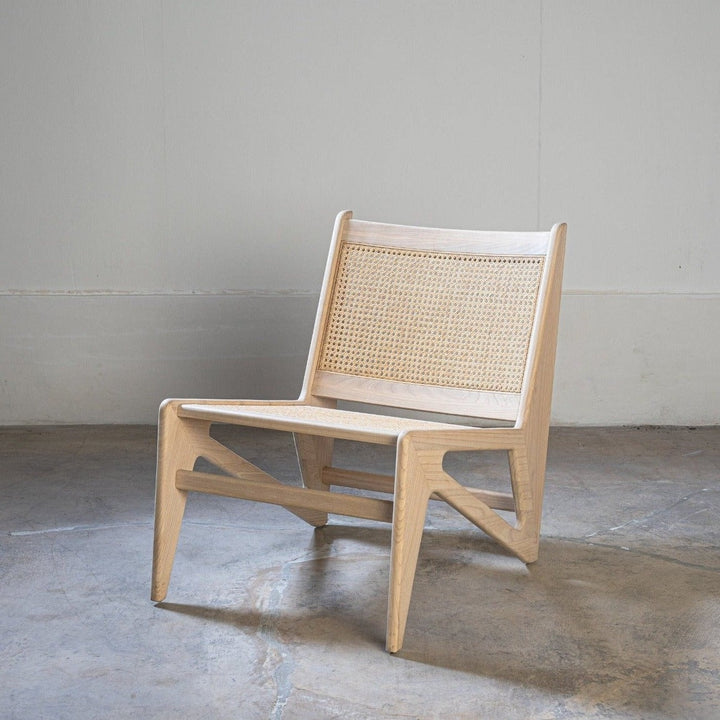 Hand Caned Jeanneret Kangaroo Lounge Chair Type 1-France & Son-FL1390OAK-Lounge ChairsOak-1-France and Son