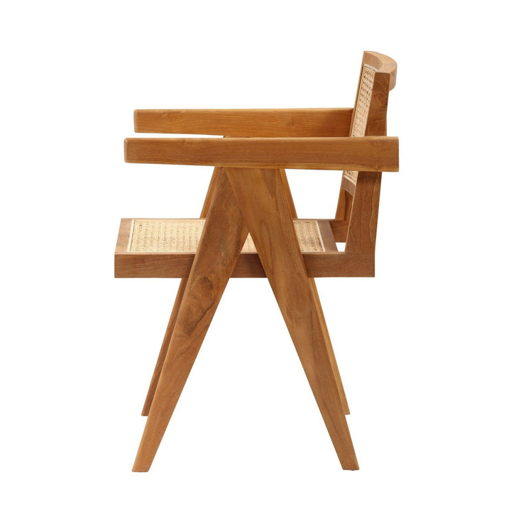 Mid Century Hand Cane Jeanneret Armchair Type 1-France & Son-FL1396NTRL-Dining ChairsNatural Teak-Single-2-France and Son
