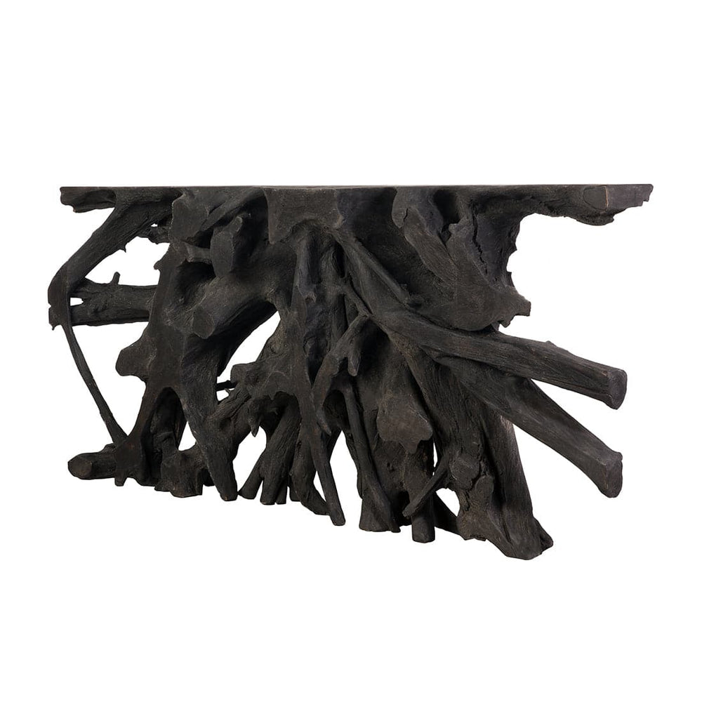 Organic Teak Console Table - Burnt Black-France & Son-FL1413BLK-Console TablesBlack-4-France and Son