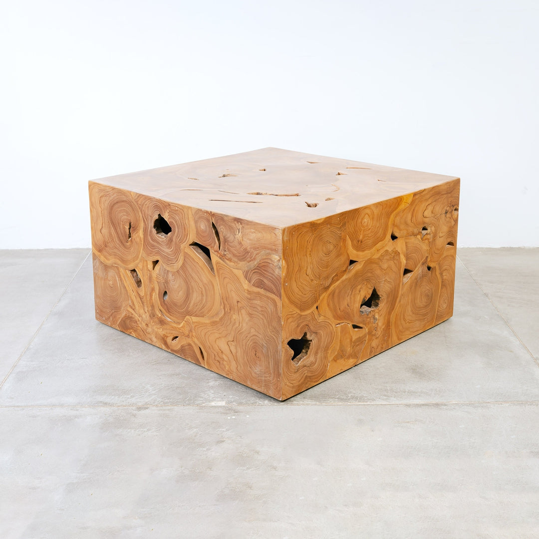 Teak Wood Organic Coffee Table - Square-France & Son-FL1414NTRL-Coffee TablesNatural-2-France and Son