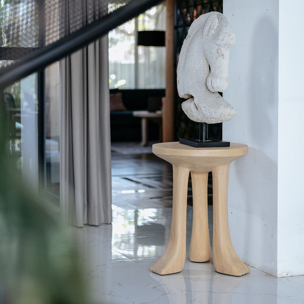 Paw Foot Pedestal Side Table-France & Son-FL1433IVORY-Side Tables-3-France and Son