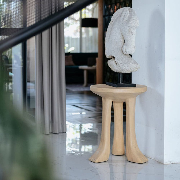 Paw Foot Pedestal Side Table-France & Son-FL1433IVORY-Side Tables-3-France and Son